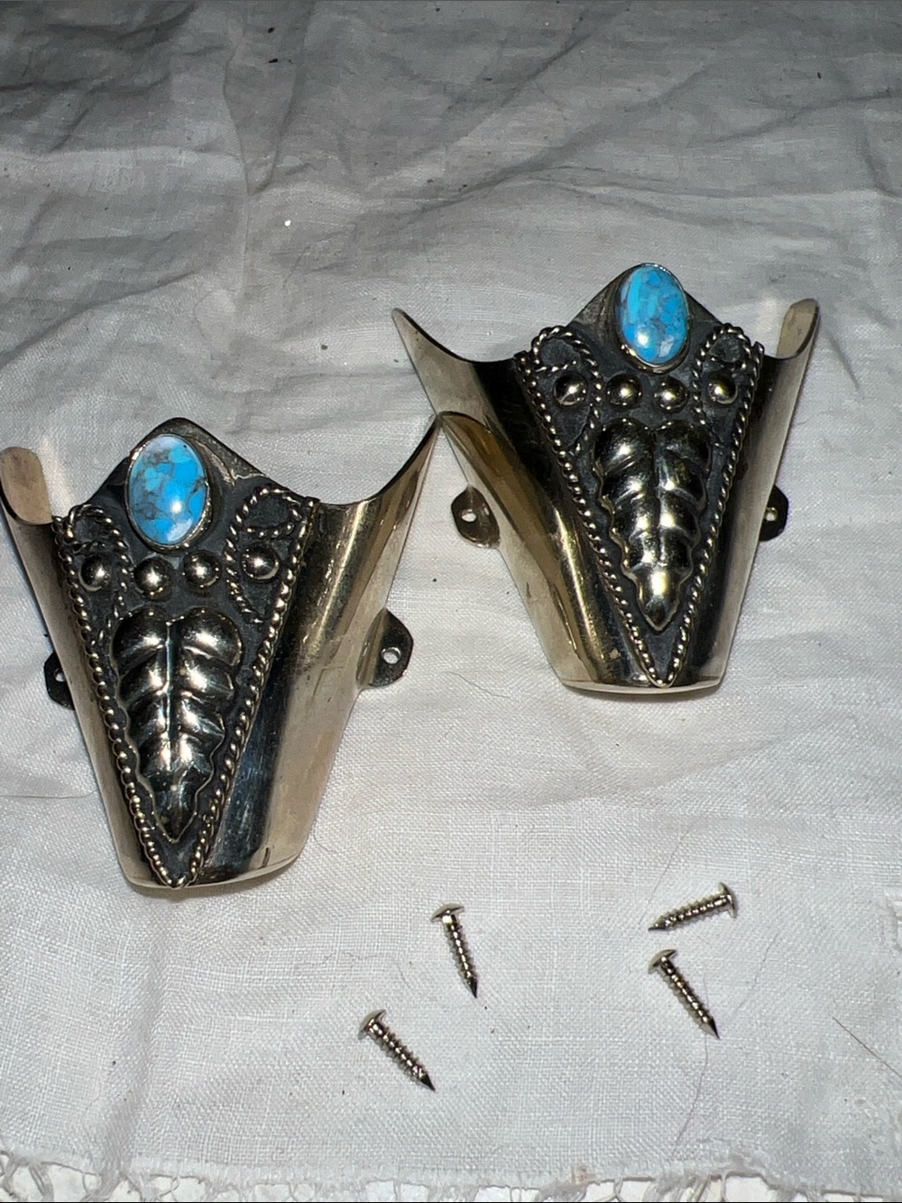 Vintage Alpaca Silver Turquoise boot tips